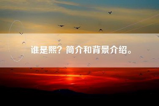 谁是熙？简介和背景介绍。