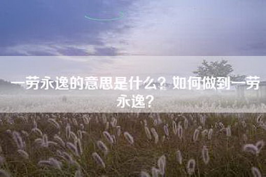 一劳永逸的意思是什么？如何做到一劳永逸？