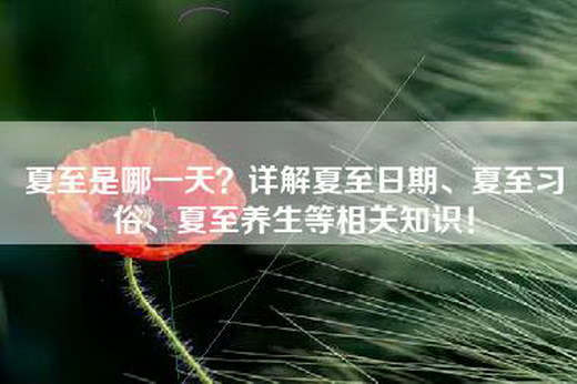 夏至是哪一天？详解夏至日期、夏至习俗、夏至养生等相关知识！